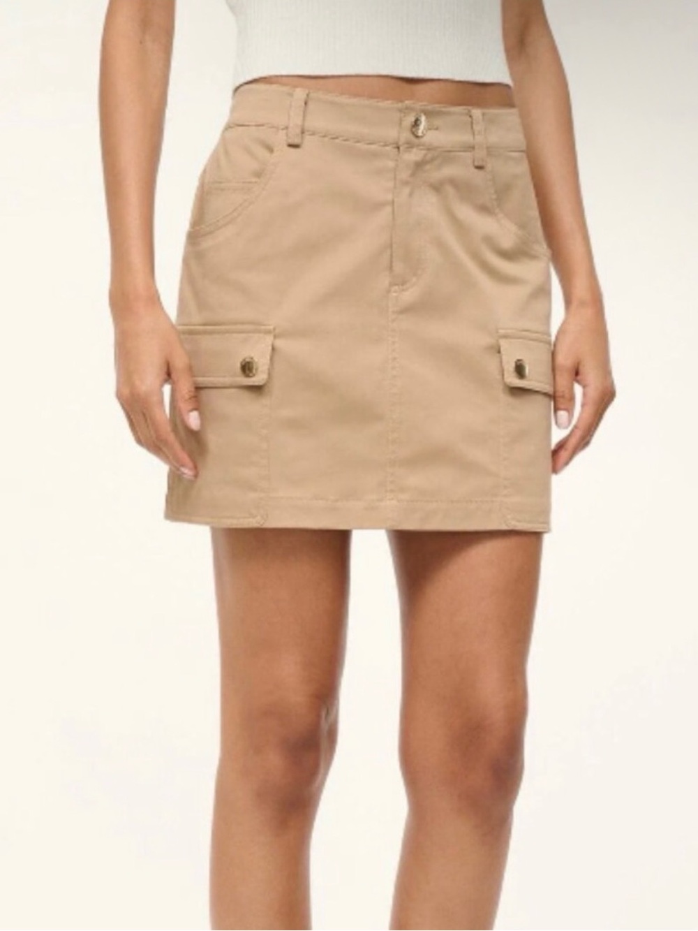 STAUD EUC Khaki San Carlos Cargo Pocket Mini Skirt - Classic Utility Style Sz 6